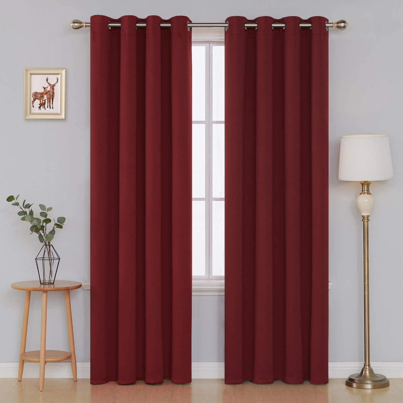Borunda Room Darkening Curtain Single Panel, 52" W x 84" L, Red