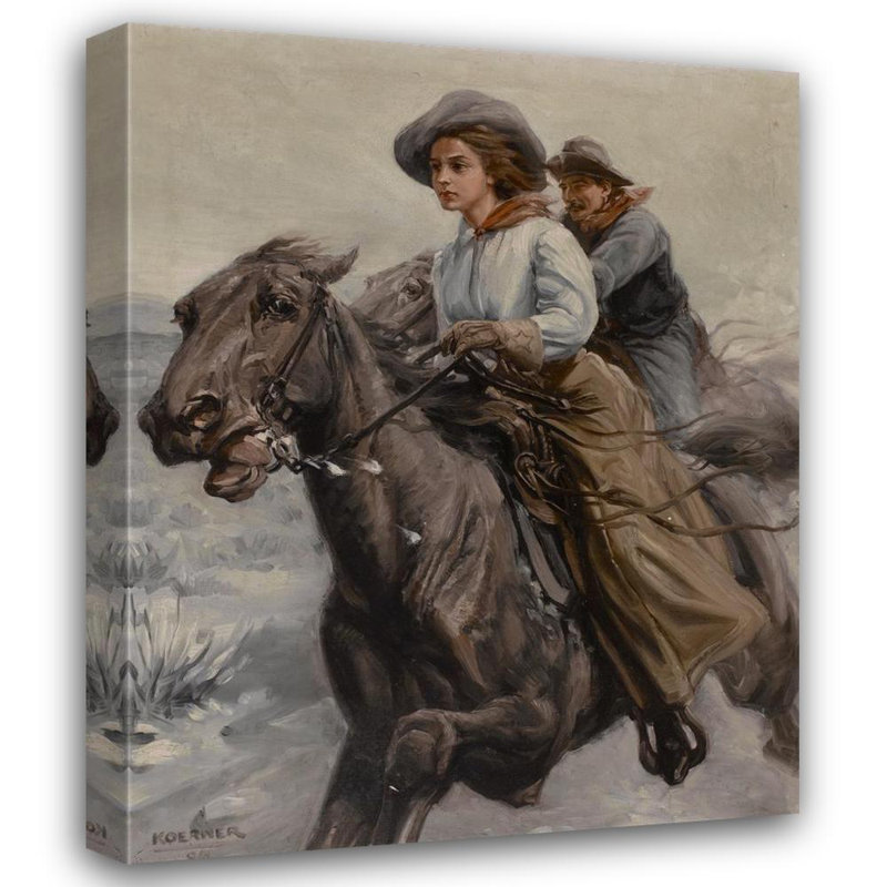 «Riding the Range» par William Henry Dethlef Koerner - Art mural sur toile tendue avec châssis, H 40 po x l 28 po