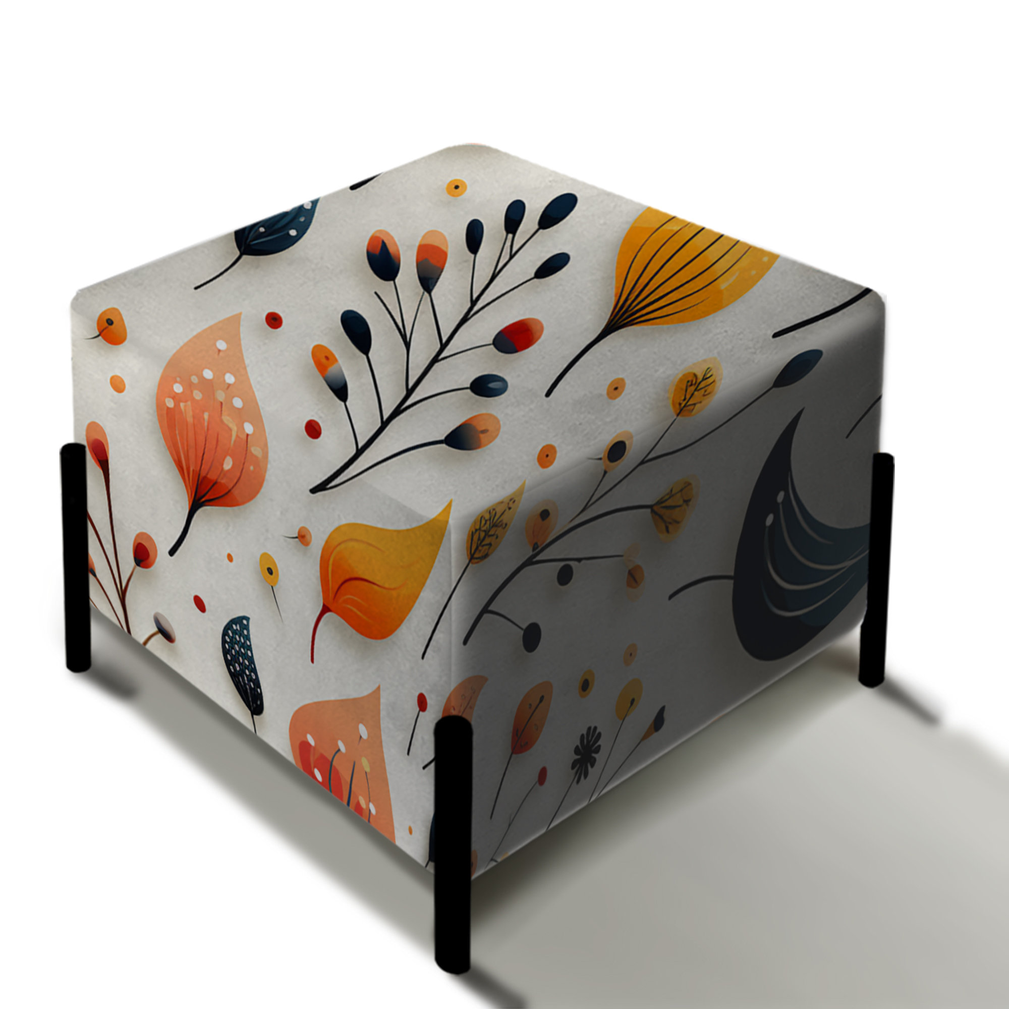 Design Art Minimalist Plants Paisley Pattern - Paisley Square Ottoman ...