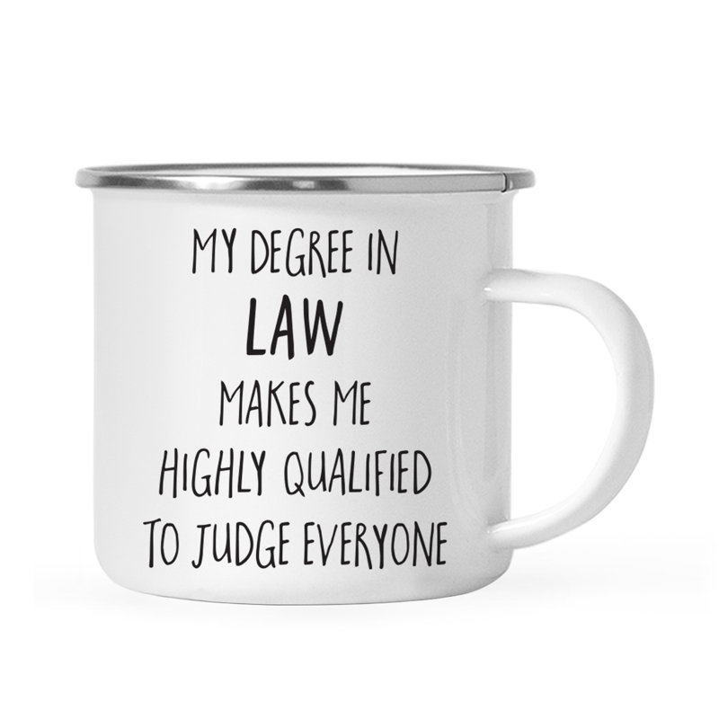 11 oz. Tasse à café en acier inoxydable Graduation, mon diplôme en droit me rend hautement qualifié pour juger tout le monde, paquet de 1, boîte-cadeau incluse