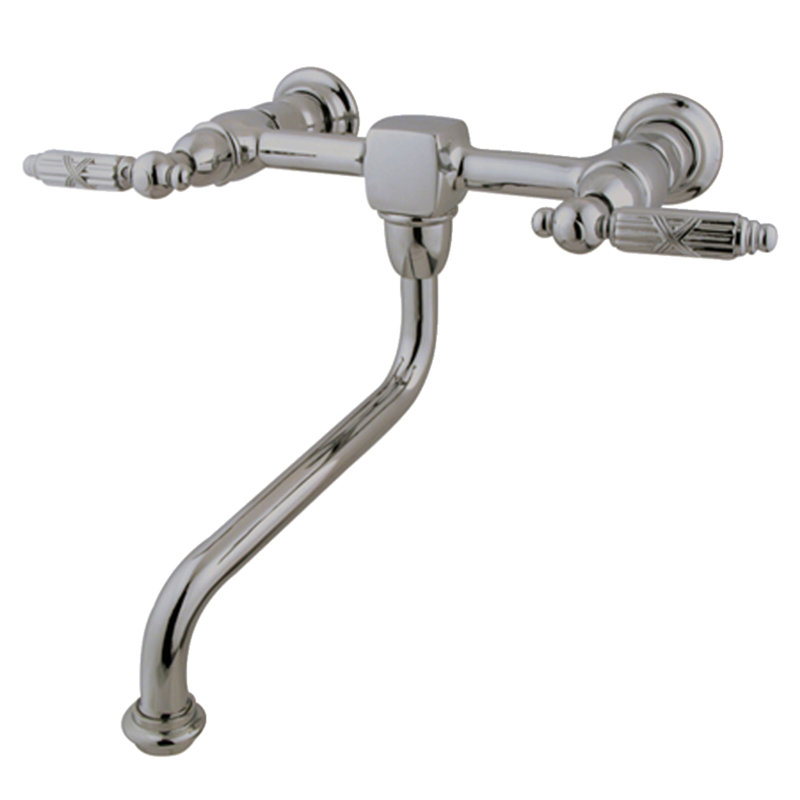 Kingston Brass Heritage Two-Handle 2-Hole Wall Mount Bathroom Faucet, Brushed Nickel