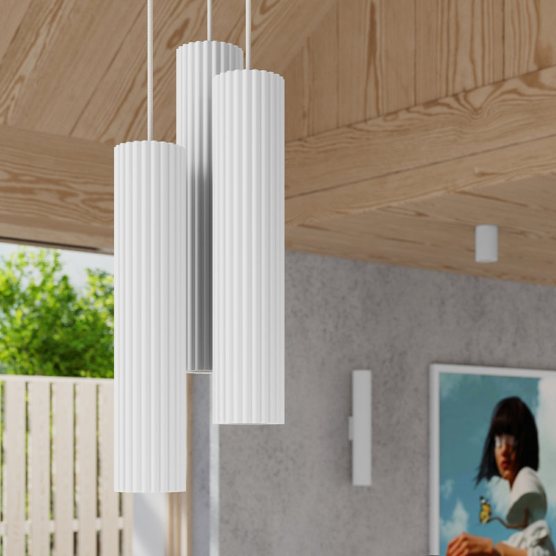 Bonina 3 - Light Brushed Nickel Pendant, White