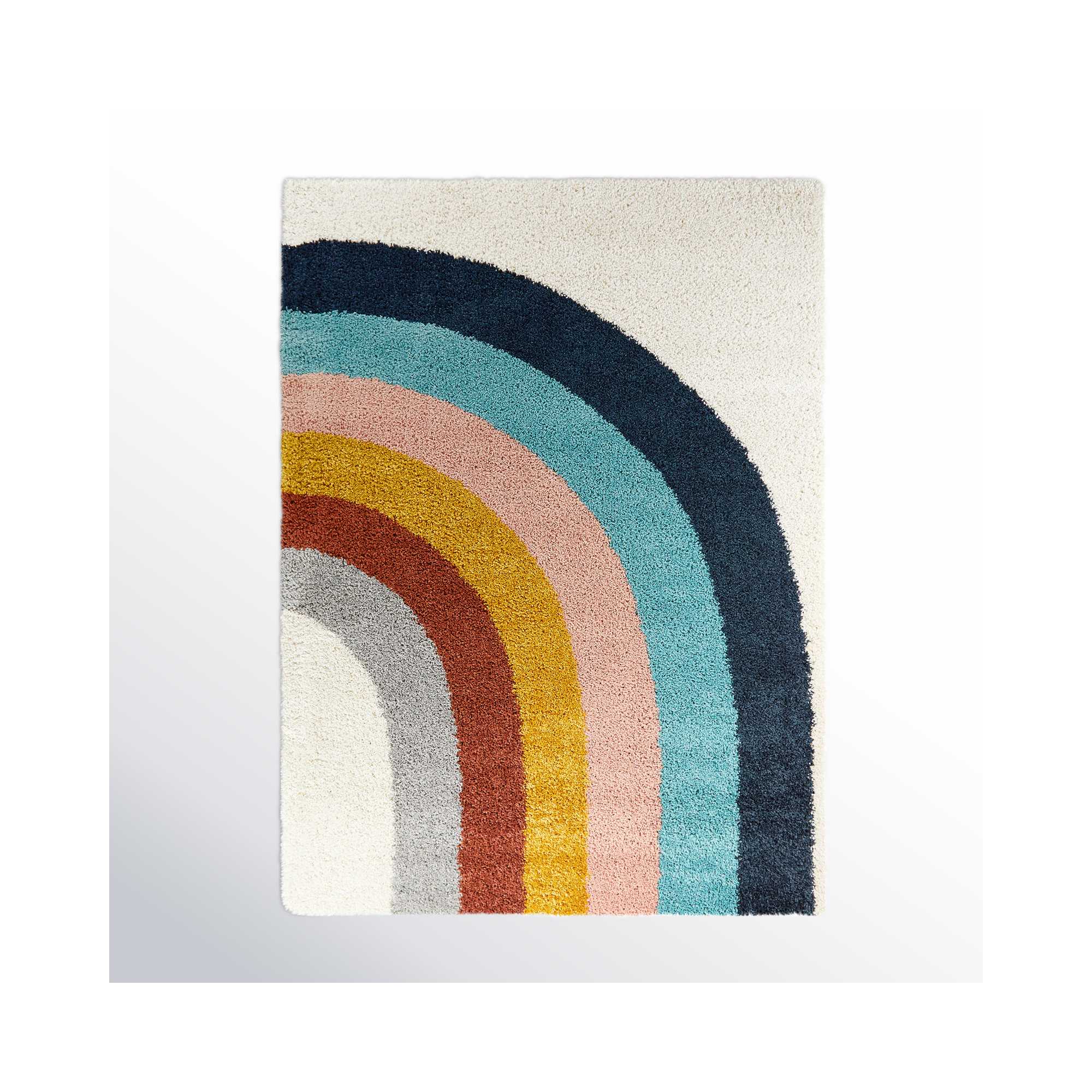Olanda Rainbow Shag Area Rug, Rectangle  7'10" x 10', Cream Rainbow