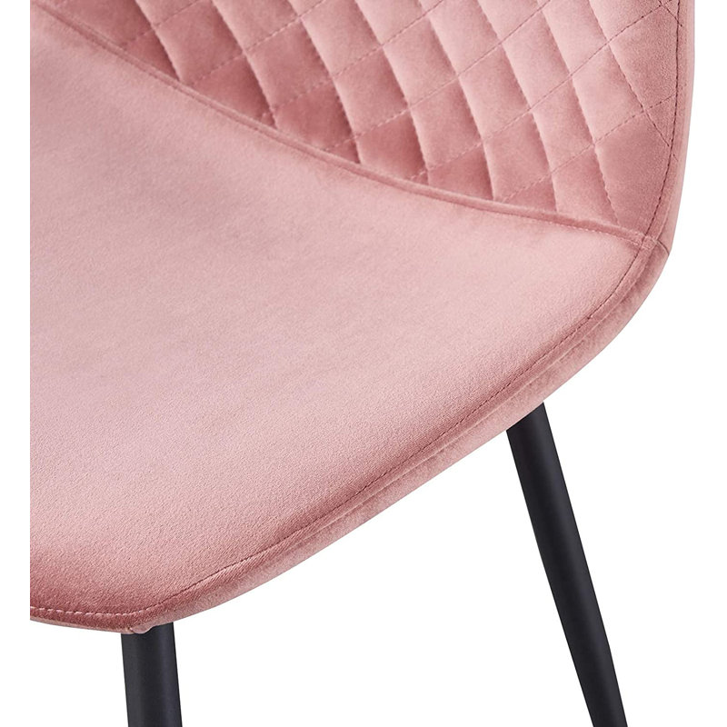 Brienna Velvet Upholstered Armless Dining Chair, Pink Velvet, Black