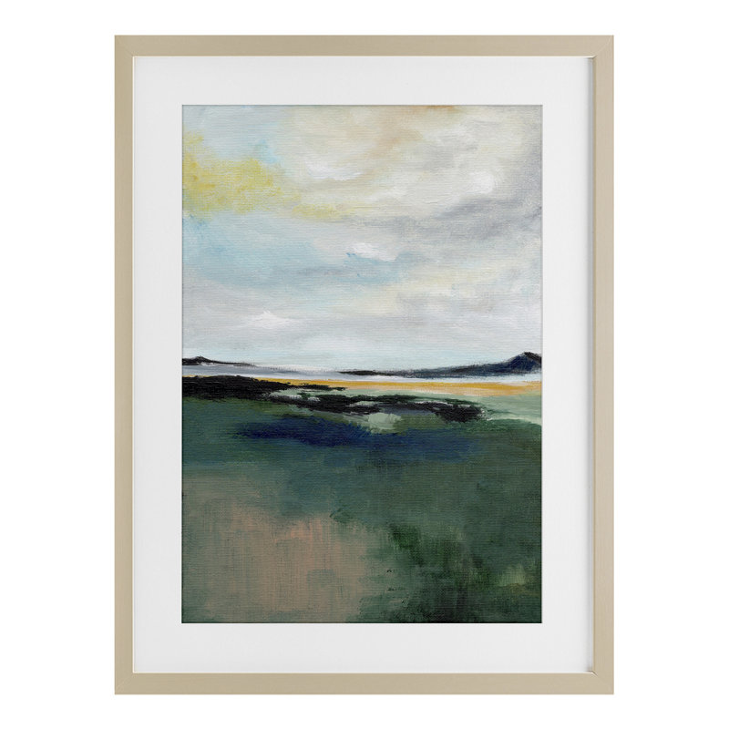 «Umber Landscape Illusion», reproduction sous verre encadrée, conception par 1x, H 20 po x l 14 po, Cadre de récolte en pin