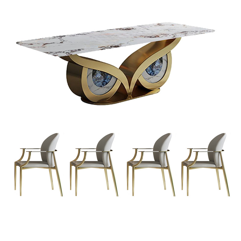 Ensemble de salle à manger Creative Rock Plate, H 29,5 po x L 78,7 po x l 35,4 po, Gris