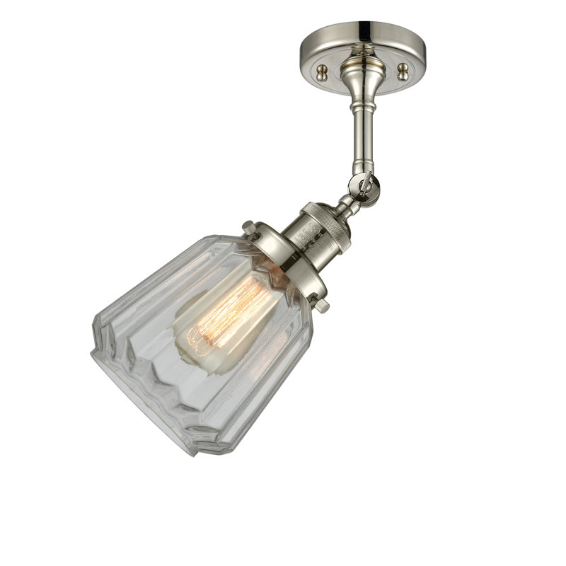 Vinson Glass Semi Flush Mount, Polished Nickel
