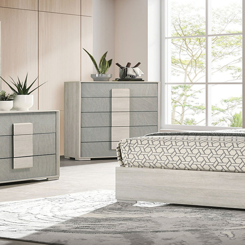 Commode à tiroirs en queue d'aronde de style contemporain 1 pièce