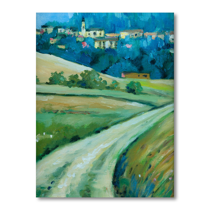 Route dans la campagne - Peinture sur toile, H 40 po x l 30 po, Toile tendue