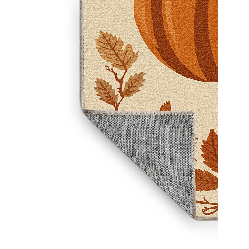 Tapis abstrait moderne et contemporain lavable à la machine Champlost Thanksgiving en beige - reliure beige, 2x5