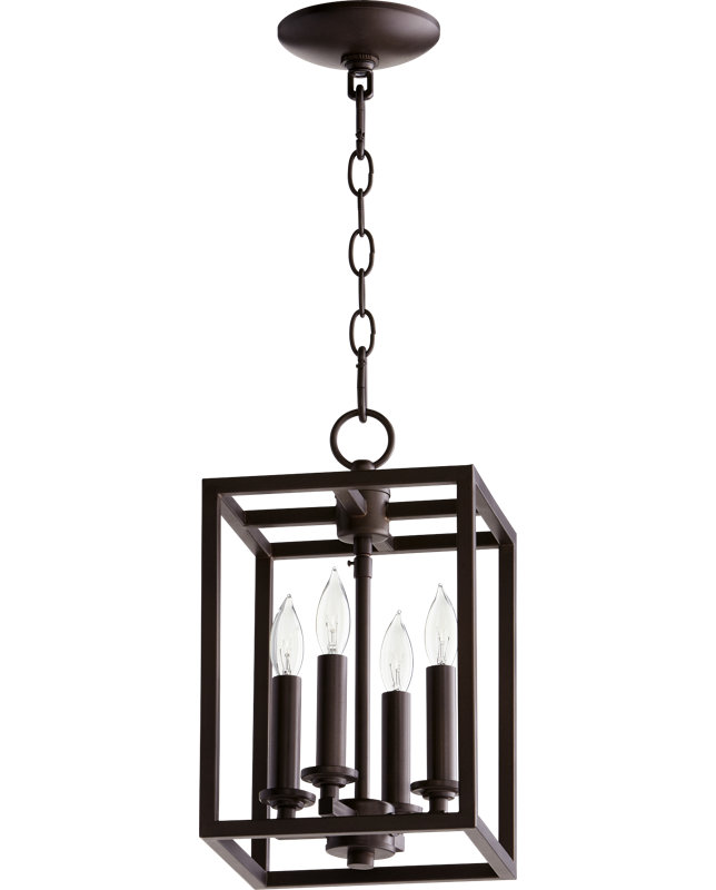 Montejano 4 - Light Square/Rectangle Pendant, 14" H x 8" W x 8" D, Oiled Bronze