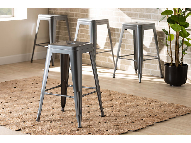 Karynn Counter Stool with Metal Frame, Gray