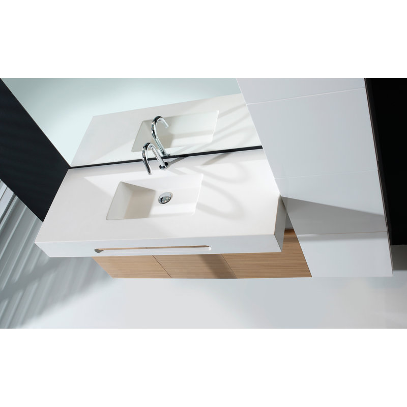 Belfry Bathroom Zoe 520mm W White Resin Rectangular Sink, 1200mm Basin