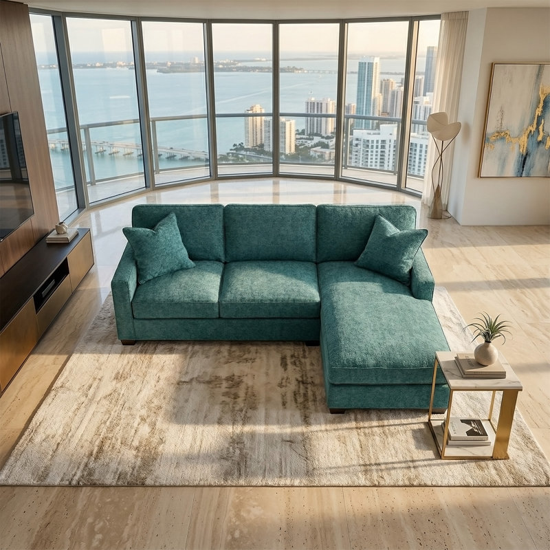 Canapé modulaire Clifford, Vert, polyester écume de mer