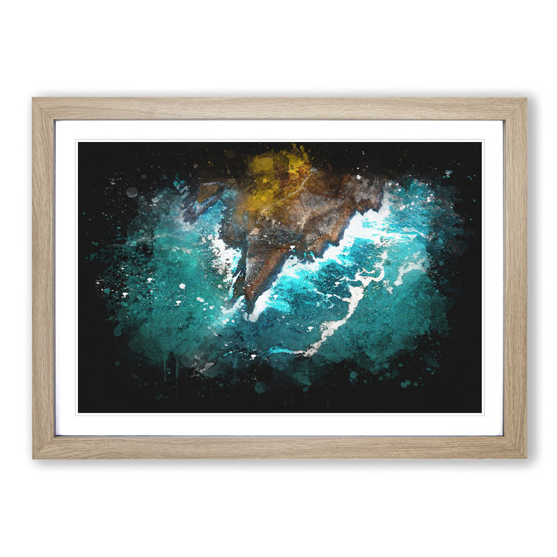 Coast of Santander in Austria - Picture Frame Graphic Art Print, 33cm H x 45cm W x 2cm D, Oak Framed