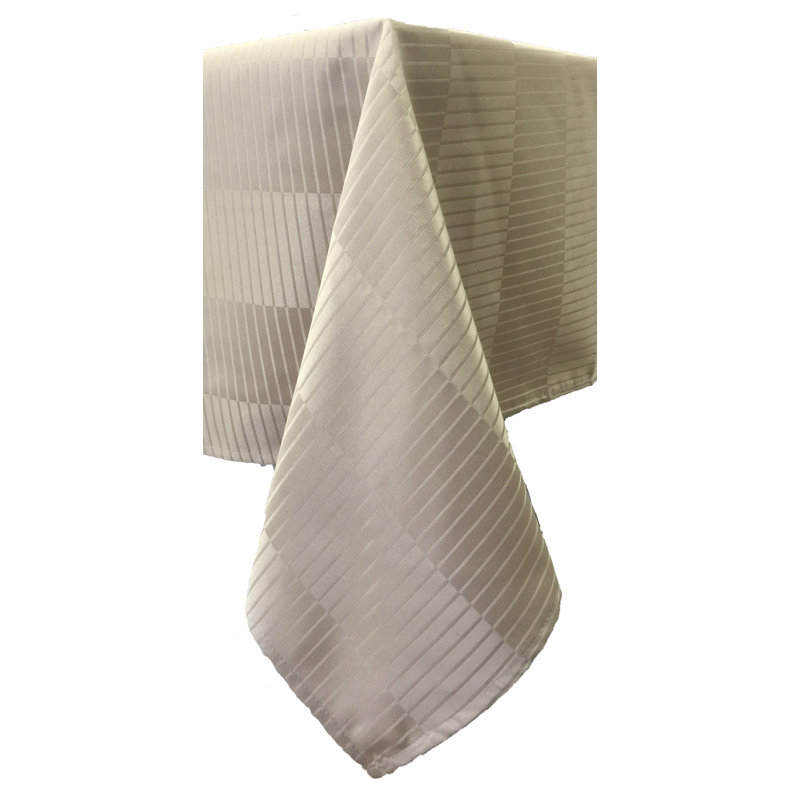 Saira Striped Tablecloth, Taupe, 72" W Round