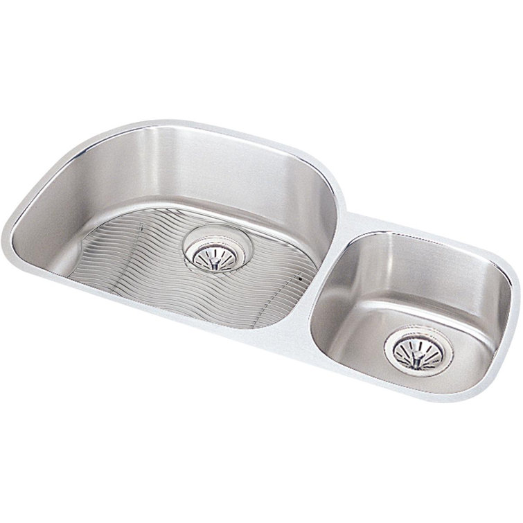 Lustertone 36.25" L x 21.125" W Double Basin Undermount Kitchen Sink Kit