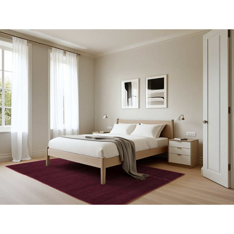 Tapis rouge uni lavable à la machine, Rectangle 5 pi x 7 pi