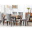 A&A Furniture, chaise de salle à manger rembourrée à oreilles avec garniture cloutée et pieds, ensemble de 2-740971071