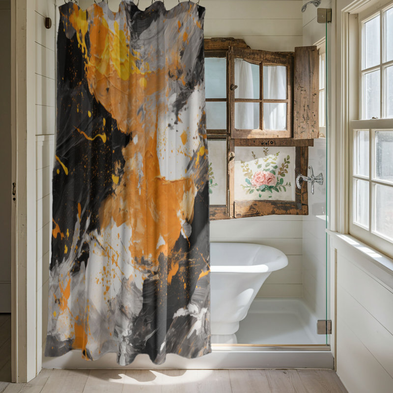 Rideau de douche à l'huile, H 74 po x l 71 po