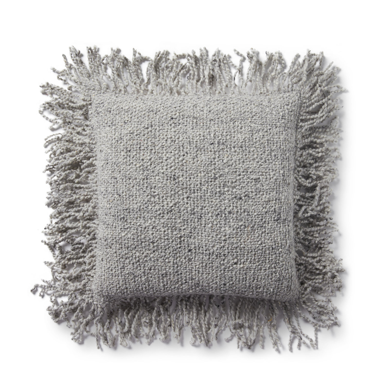 Vila Fringed Throw Pillow, Polyester/Polyfill, Light Gray