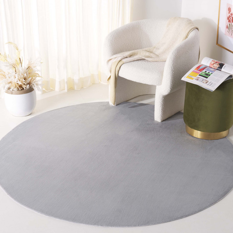 Tapis de couleur unie Raeyonna, Rond 6 pi