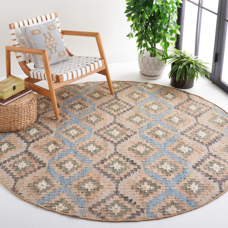 Goodwyn Flat Weave Jute Southwestern Rug, Round 7'