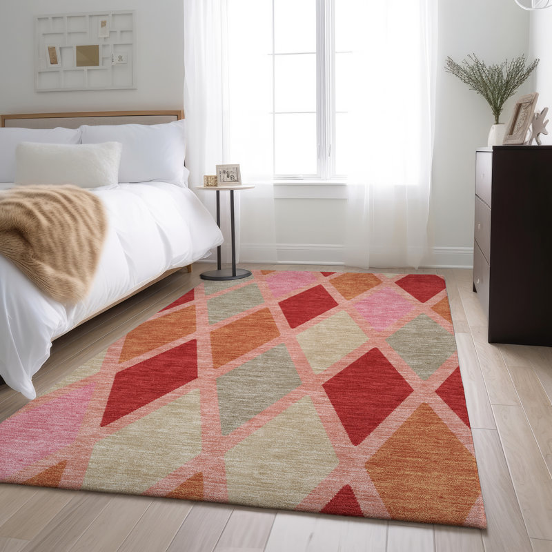 Premium Machine Washable Prisco Pink Rug, Rectangle 10' x 14'