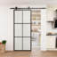 Porte de grange coulissante en métal et aluminium noir 84 po avec quincaillerie-85988863-91464670