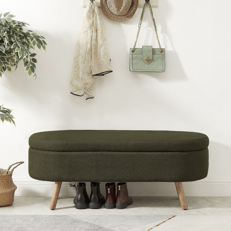 Banc de rangement avec repose-pieds ovale Luxury, Vert foncé
