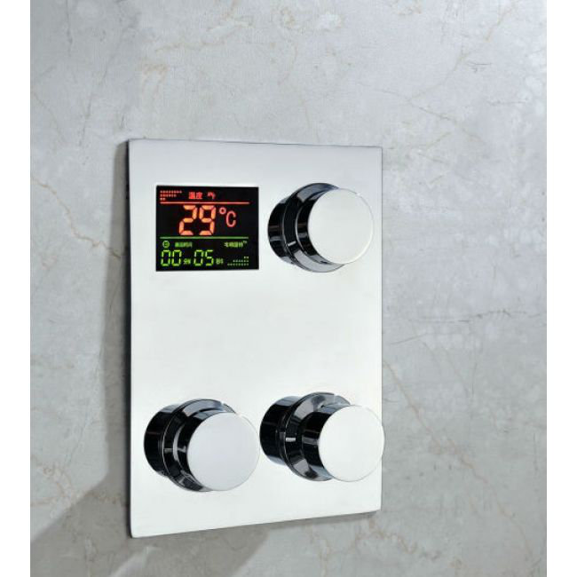 Système de douche mural 8 pouces avec valve thermostatique et douchette au fini chrome