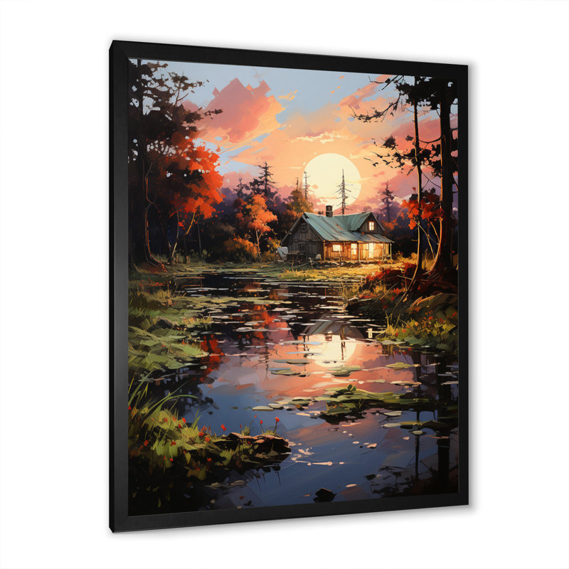 Charniqua Peach Lakehouse Journey Begins I, Cadre photo noir, H 44 po x l 34 po x P 1,5 po