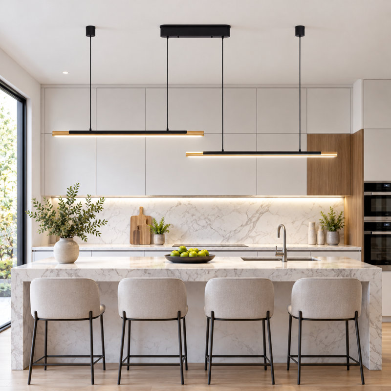 2 - Light Linear LED Dimmable Kitchen Island Pendant