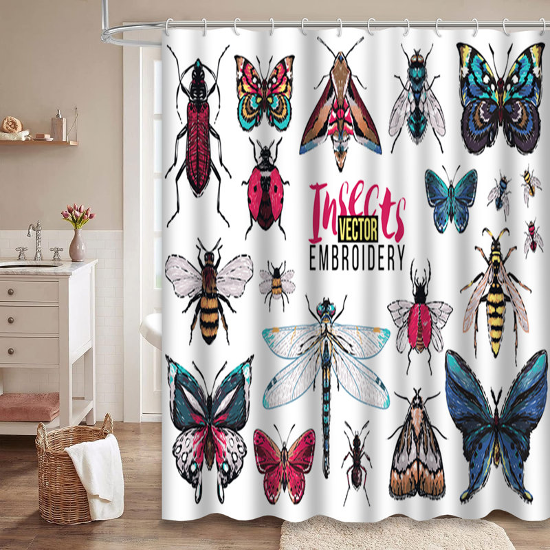 Rideau de douche Dragonfly Butterfly Bee, L 72 po x l 78 po