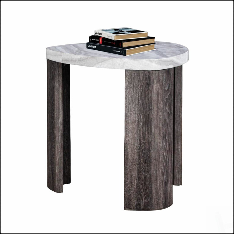 Ensemble de table triangulaire 3 pièces de style contemporain avec motif en marbre, conception peu encombrante pour le salon principal