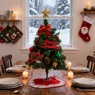 Tabletop Artificial Christmas Tree Decoration with String Light