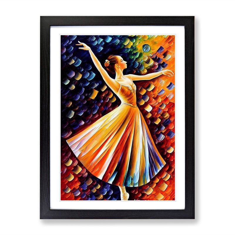 Ballerina Dancer No.3 - Single Picture Frame Painting, Black Framed, 34cm H x 25cm W x 2cm D