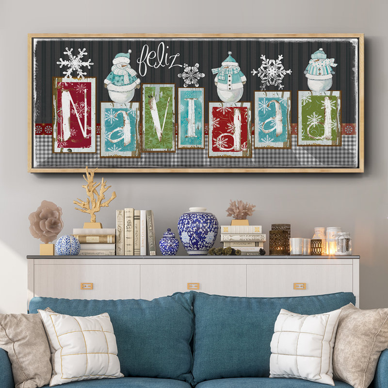 Navidad Blocks- Framed Canvas, 24" H x 60" W