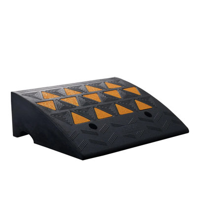 6" High Rubber Curb Ramp – 15 Ton Capacity, 14.6" Wide Driveway Ramp For Forklifts, Trucks, Buses, Cars & Wheelchairs, Heavy Duty Non-slip Surface