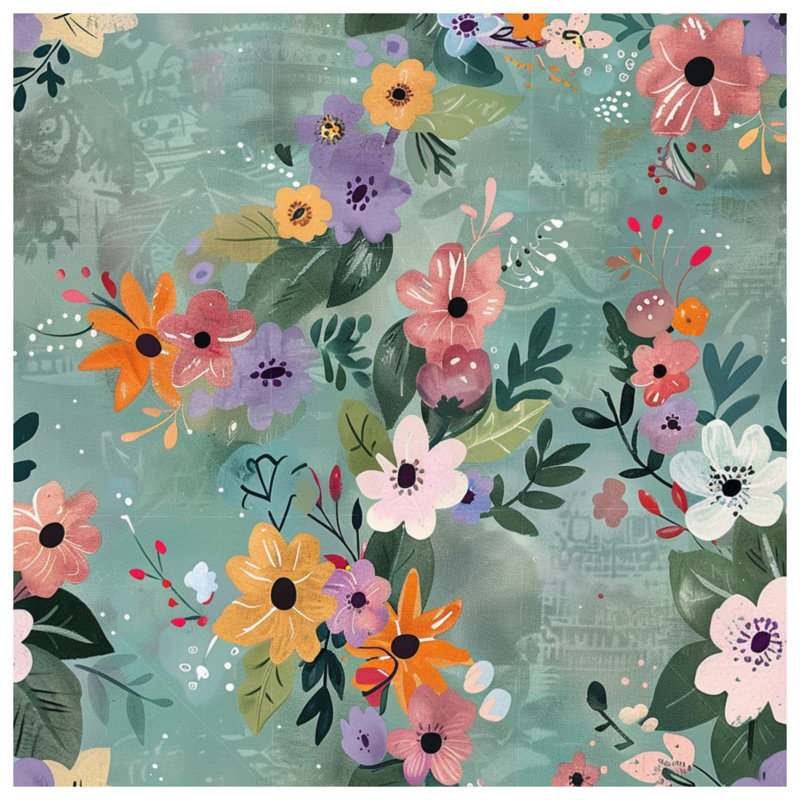Coussin Floral, 14 X 14 pouces