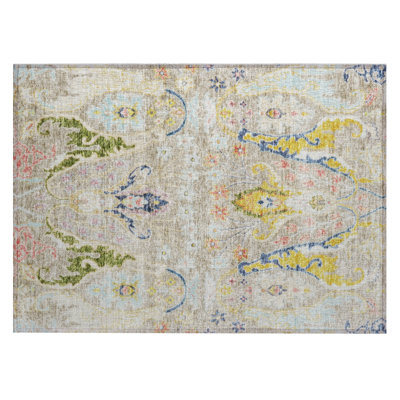 Machine Washable Indoor/Outdoor Xhevrie Beige Rug