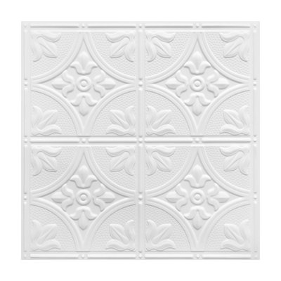 Fasarxiu 12-Pack Decorative Embossed Ceiling Tile 2 Ft. X 2 Ft - Extra Thick, Fire-Rated, Waterproof, Reusable, Premium PVC, No Sag And Breakage (48 Sq. Ft. / Case)