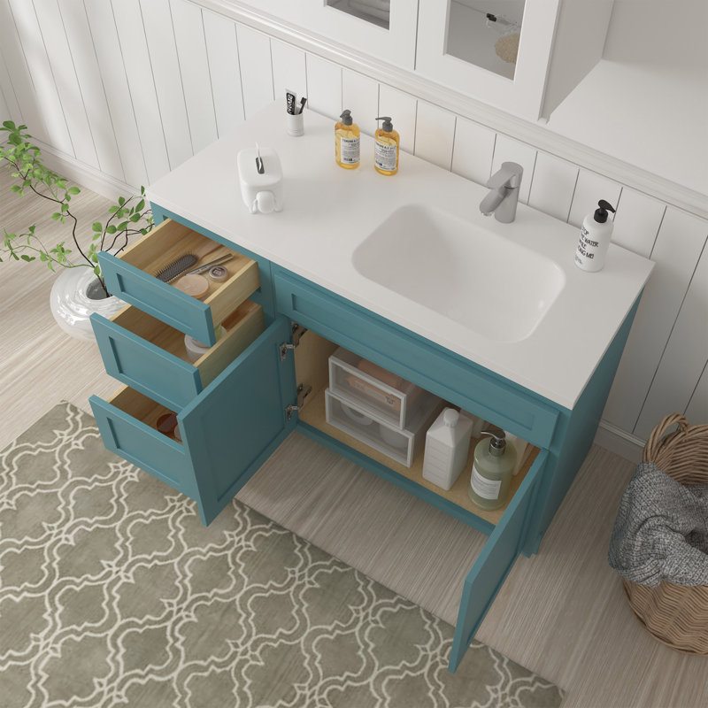 Base de meuble-lavabo simple 48 po seulement, Bleu sarcelle