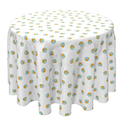 Round Polka Dots Cotton Twill Tablecloth