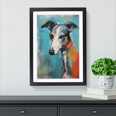 Whippet Gestural Art - Framed Print