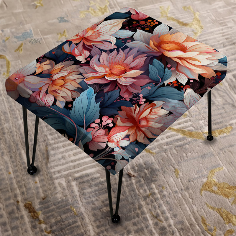 Élégance florale futuriste multicolore - Repose-pieds rectangulaire floral