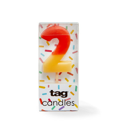 Bougie rouge Digit 2 - bougies à gâteau pour fêtes, 1,18 po x 1,77 po, temps de combustion de 0,07 heure, facile à nettoyer, utilisation quotidienne