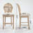 Solid Wood Bar Stools Set Of 2 Classic French Country Wooden Barstools With Upholstered Seating Kitchen Bar Stool For Bar Counter Rattan
