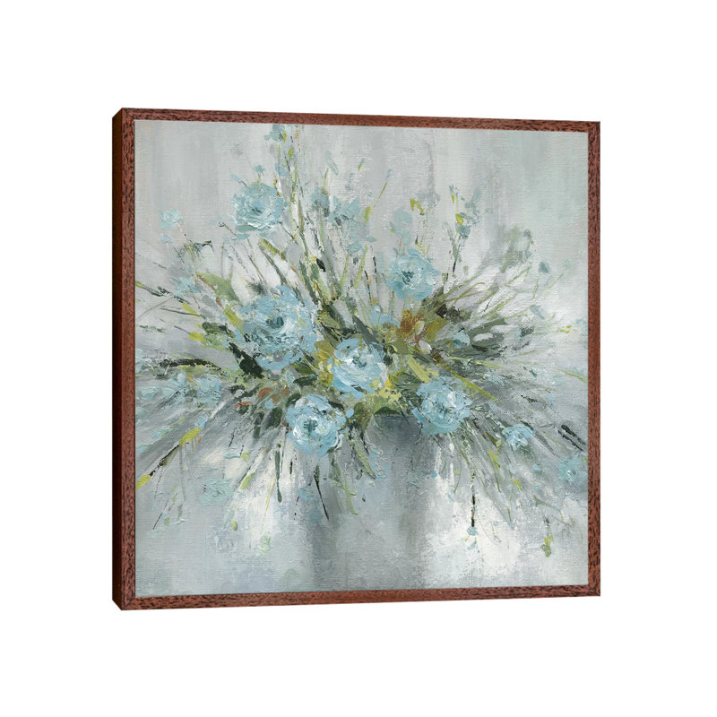 Blue Bouquet III by Carol Robinson - Painting on Canvas, Classic Brown Wood Framed, 93.98 cm H x 93.98 cm W