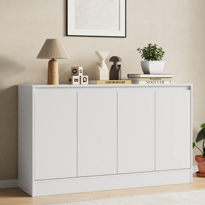 Buffet avec rangement, armoire à café avec 4 portes et tablette réglable, buffet de cuisine moderne pour le salon, cuisine, blanc